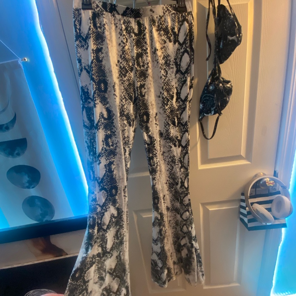 Snakeskin Flare Pants